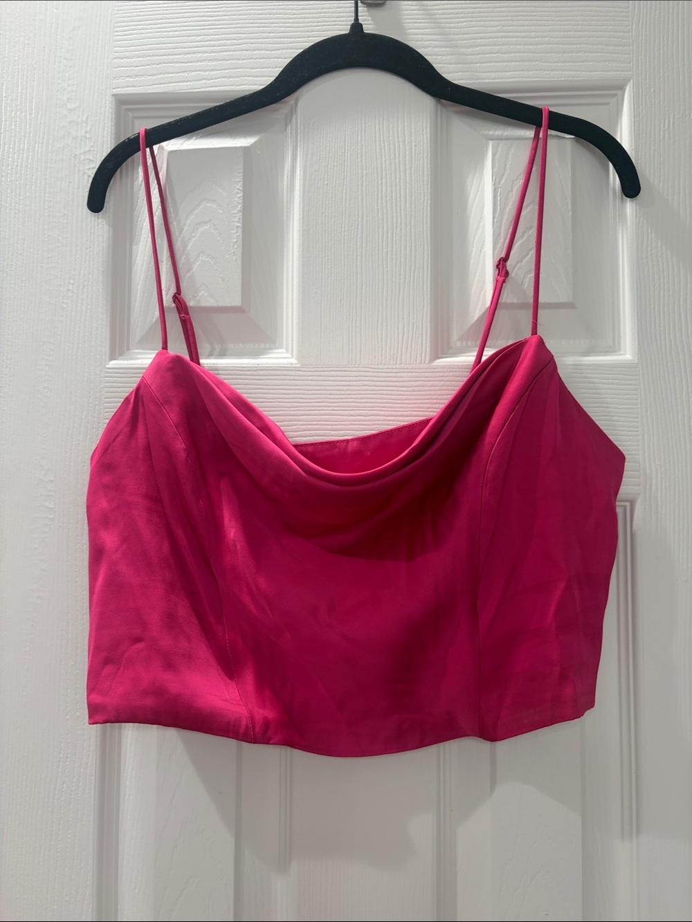 H&M Hot Pink Satin Cowl Neck Spaghetti Strap Camisole